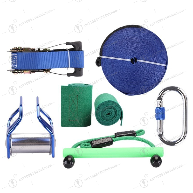 Kids Outdoor Obstacle Course Equipment - Kit d'entraînement Slackline pour enfants, Ensemble