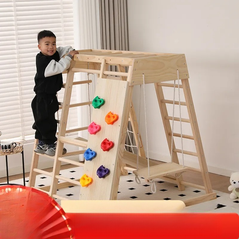 Kids Outdoor Jungle Gym With Slide - Structure de jeu en bois JMZ