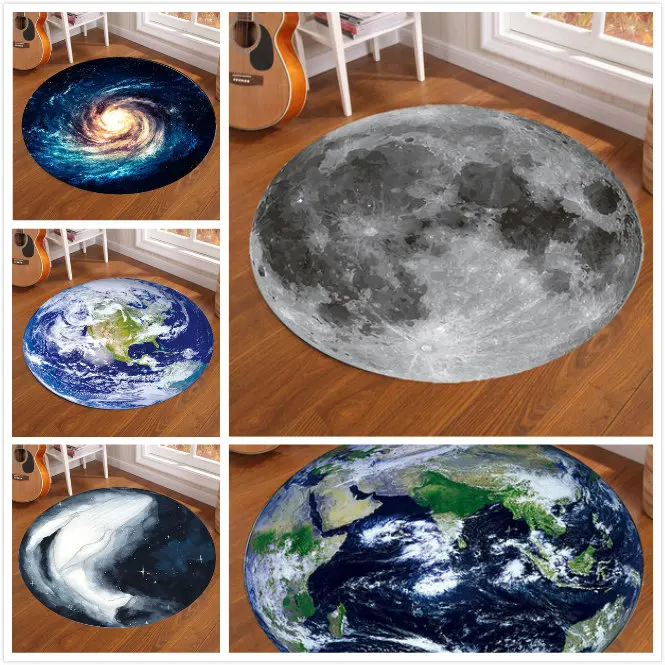 Kids Outdoor Wagon - Tapis rond antidérapant Galaxy Earth Moon